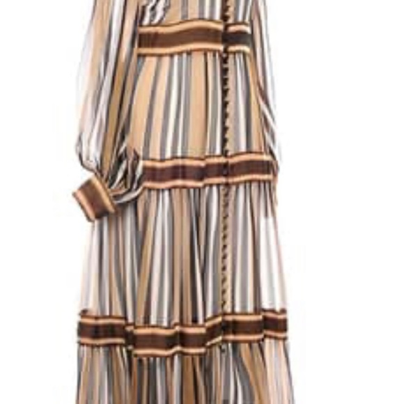 Zimmerman, botanical panelled midi dress. silk dress, brown snd white - Picture 5 of 5